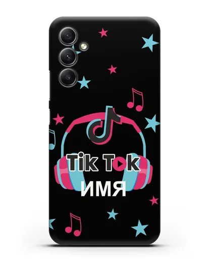 Чехол TikTok (ТикТок) - Тик-ток наушники силиконовый для Samsung Galaxy A34 [SM-A346]