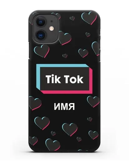 Чехол TikTok (ТикТок) - Тик-ток сердечки силиконовый для iPhone 11