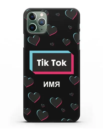 Чехол TikTok (ТикТок) - Тик-ток сердечки силиконовый для iPhone 11 Pro