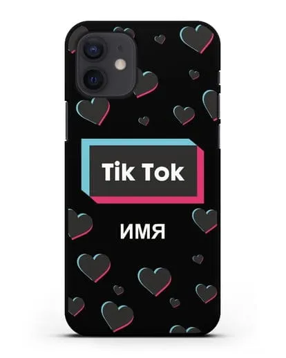 Чехол TikTok (ТикТок) - Тик-ток сердечки силиконовый для iPhone 12