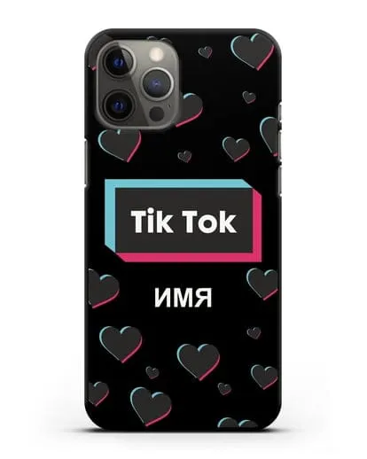Чехол TikTok (ТикТок) - Тик-ток сердечки силиконовый для iPhone 12 Pro Max