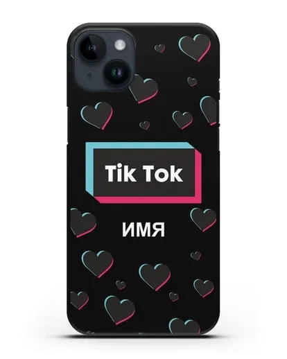 Чехол TikTok (ТикТок) - Тик-ток сердечки силиконовый для iPhone 14 Plus