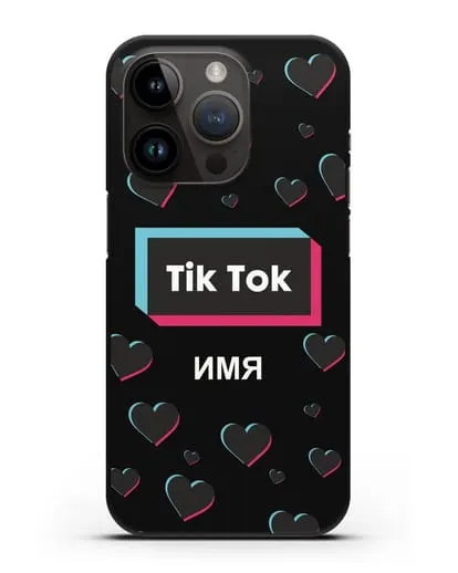 Чехол TikTok (ТикТок) - Тик-ток сердечки силиконовый для iPhone 14 Pro