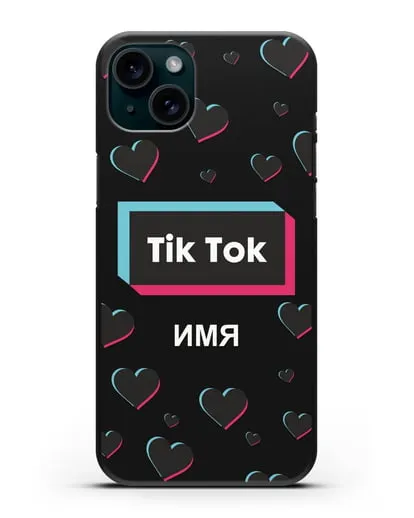 Чехол TikTok (ТикТок) - Тик-ток сердечки силиконовый для iPhone 15 Plus