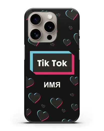 Чехол TikTok (ТикТок) - Тик-ток сердечки силиконовый для iPhone 15 Pro