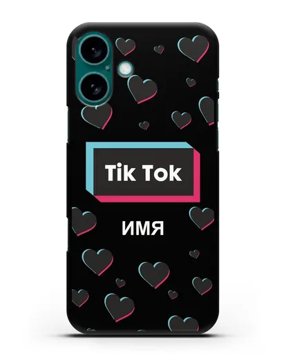 Чехол TikTok (ТикТок) - Тик-ток сердечки силиконовый для iPhone 16 Plus