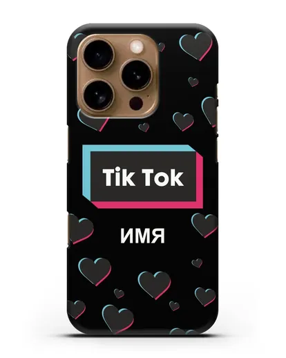 Чехол TikTok (ТикТок) - Тик-ток сердечки силиконовый для iPhone 16 Pro