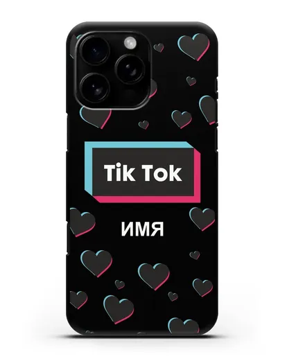 Чехол TikTok (ТикТок) - Тик-ток сердечки силиконовый для iPhone 16 Pro Max