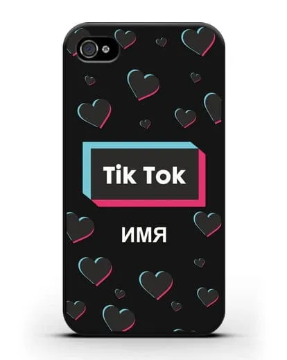 Чехол TikTok (ТикТок) - Тик-ток сердечки силиконовый для iPhone 4/4s