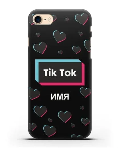 Чехол TikTok (ТикТок) - Тик-ток сердечки силиконовый для iPhone 7