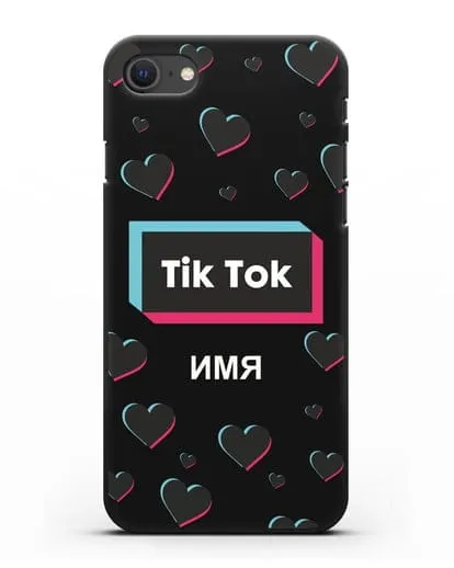 Чехол TikTok (ТикТок) - Тик-ток сердечки силиконовый для iPhone SE 2020