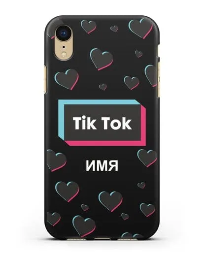 Чехол TikTok (ТикТок) - Тик-ток сердечки силиконовый для iPhone XR