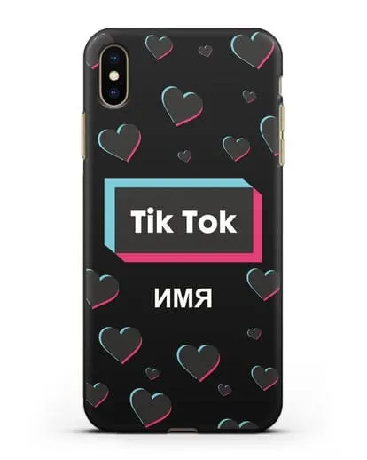 Чехол TikTok (ТикТок) - Тик-ток сердечки силиконовый для iPhone XS Max