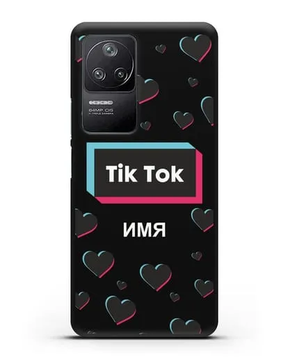 Чехол TikTok (ТикТок) - Тик-ток сердечки силиконовый для Xiaomi Poco F4