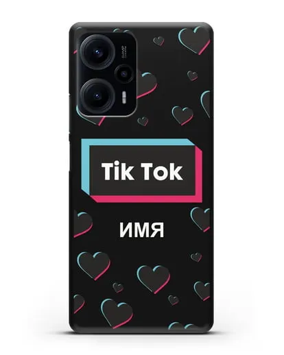 Чехол TikTok (ТикТок) - Тик-ток сердечки силиконовый для Xiaomi Poco F5