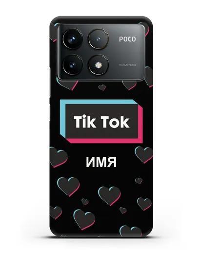 Чехол TikTok (ТикТок) - Тик-ток сердечки силиконовый для Xiaomi Poco F6 Pro