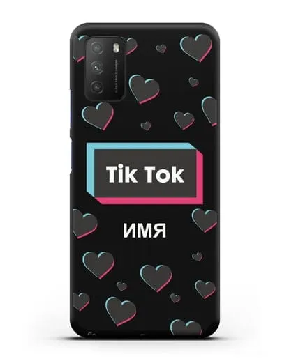 Чехол TikTok (ТикТок) - Тик-ток сердечки силиконовый для Xiaomi Poco M3
