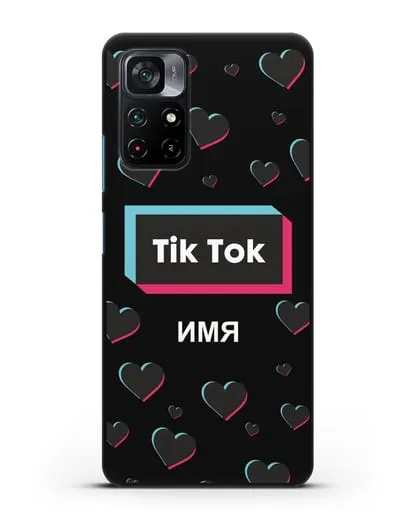 Чехол TikTok (ТикТок) - Тик-ток сердечки силиконовый для Xiaomi Poco M4 Pro 5G