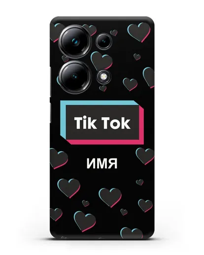 Чехол TikTok (ТикТок) - Тик-ток сердечки силиконовый для Xiaomi Poco M6 Pro