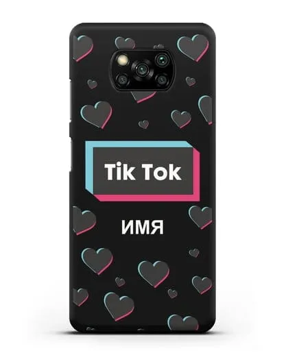 Чехол TikTok (ТикТок) - Тик-ток сердечки силиконовый для Xiaomi Poco X3 Pro