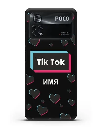 Чехол TikTok (ТикТок) - Тик-ток сердечки силиконовый для Xiaomi Poco X4 Pro