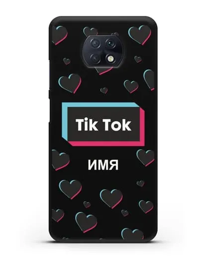 Чехол TikTok (ТикТок) - Тик-ток сердечки силиконовый для Xiaomi Redmi Note 9T