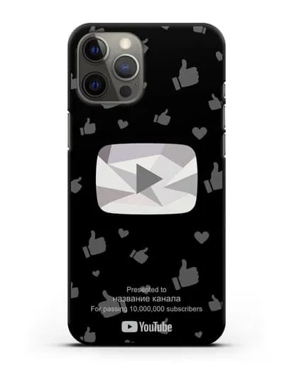 Чехол с надписью канала Youtube (Ютуб) Бриллиантовая кнопка силиконовый для iPhone 12 Pro Max
