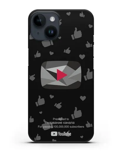 Чехол с надписью канала Youtube (Ютуб) Красная бриллиантовая кнопка силиконовый для iPhone 14