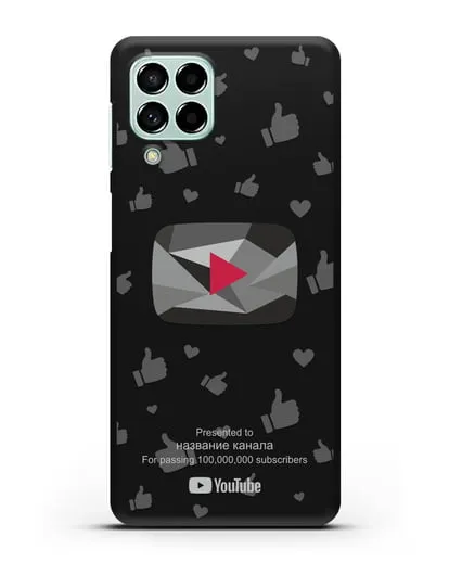 Чехол с надписью канала Youtube (Ютуб) Красная бриллиантовая кнопка силиконовый для Samsung Galaxy M53 [SM-M536]