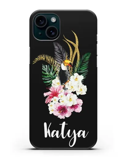 Именной чехол Райский остров силиконовый для iPhone 15 Plus