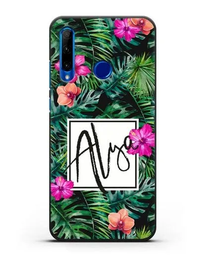 Именной чехол Тропический лес силиконовый для Honor 10i