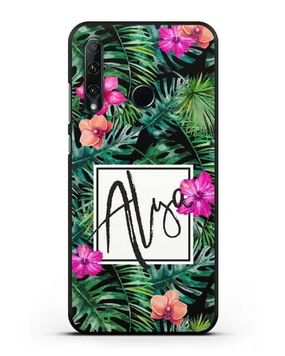 Именной чехол Тропический лес силиконовый для Honor 20e
