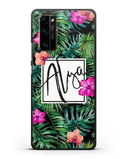 Именной чехол Тропический лес силиконовый для Honor 30 Pro Plus