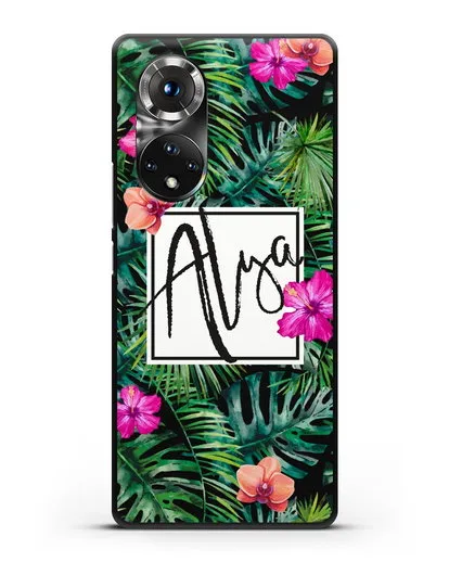 Именной чехол Тропический лес силиконовый для Honor 50 Pro