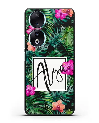 Именной чехол Тропический лес силиконовый для Honor 90
