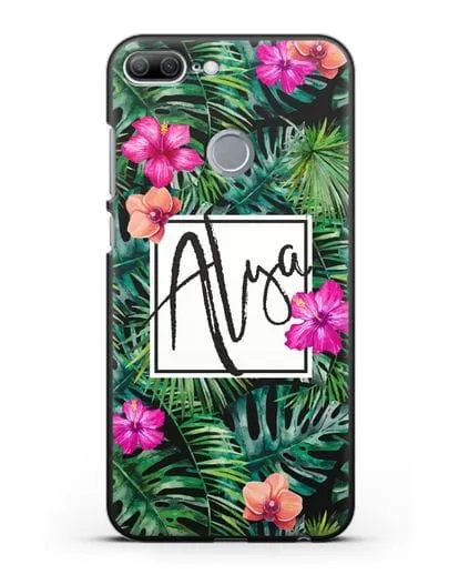 Именной чехол Тропический лес силиконовый для Honor 9 Lite