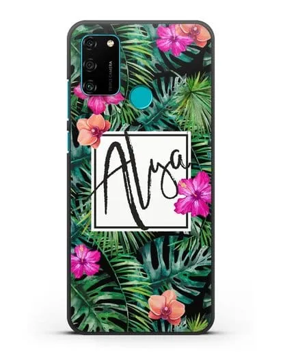 Именной чехол Тропический лес силиконовый для Honor 9A