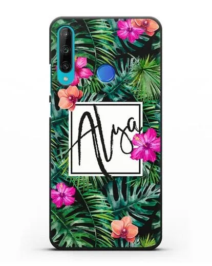 Именной чехол Тропический лес силиконовый для Honor 9C