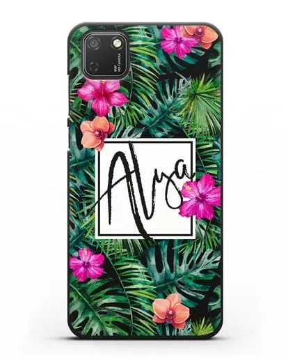 Именной чехол Тропический лес силиконовый для Honor 9S