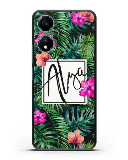 Именной чехол Тропический лес силиконовый для Honor X5 Plus