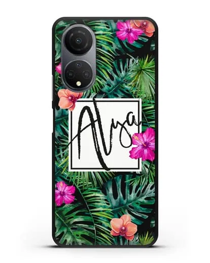 Именной чехол Тропический лес силиконовый для Honor X7