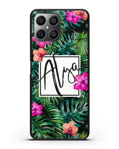 Именной чехол Тропический лес силиконовый для Honor X8