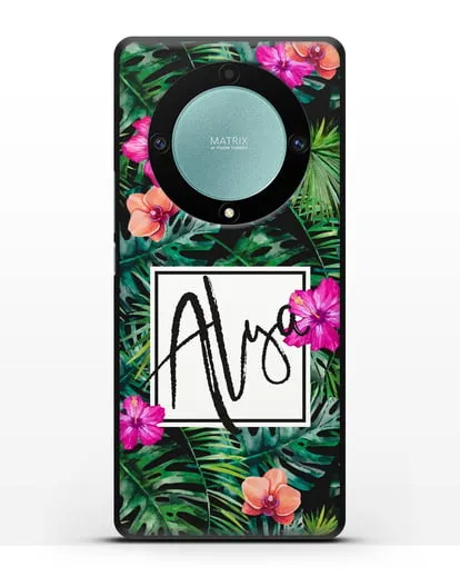 Именной чехол Тропический лес силиконовый для Honor X9a