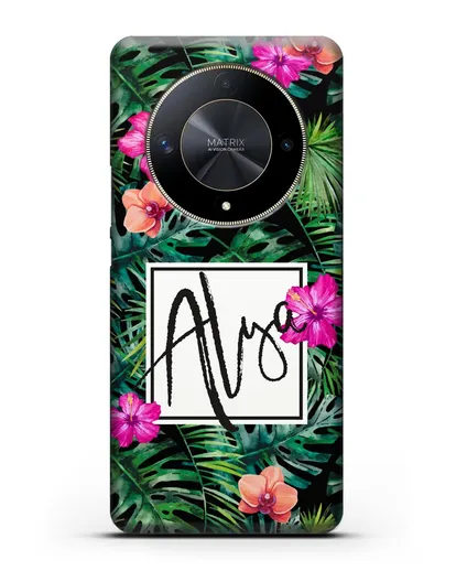 Именной чехол Тропический лес силиконовый для Honor X9b