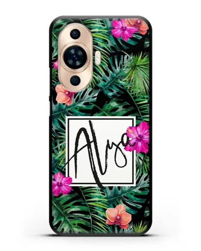 Именной чехол Тропический лес силиконовый для Huawei Nova 11