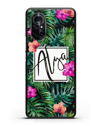 Именной чехол Тропический лес силиконовый для Huawei Nova 8
