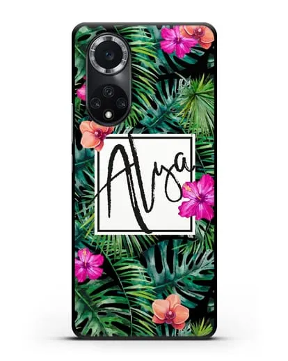 Именной чехол Тропический лес силиконовый для Huawei Nova 9