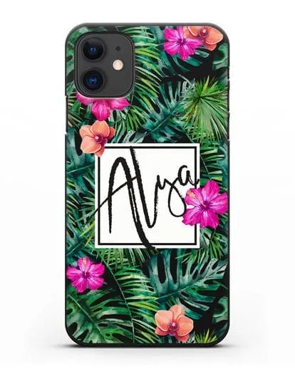 Именной чехол Тропический лес силиконовый для iPhone 11