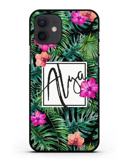 Именной чехол Тропический лес силиконовый для iPhone 12