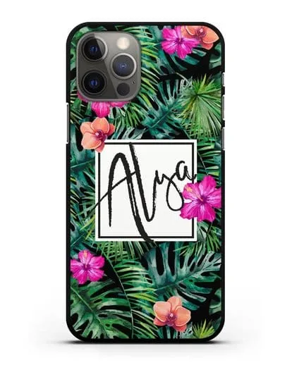 Именной чехол Тропический лес силиконовый для iPhone 12 Pro